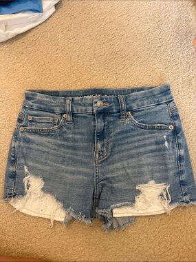 American Eagle Outfitters Light Blue Distressed Denim Shorts